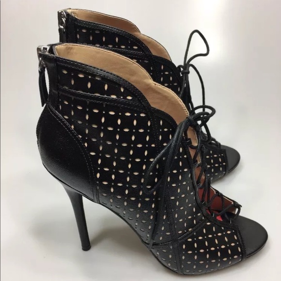 Tamar Black Stiletto Laser Cut Bootie 10 - Picture 5 of 7